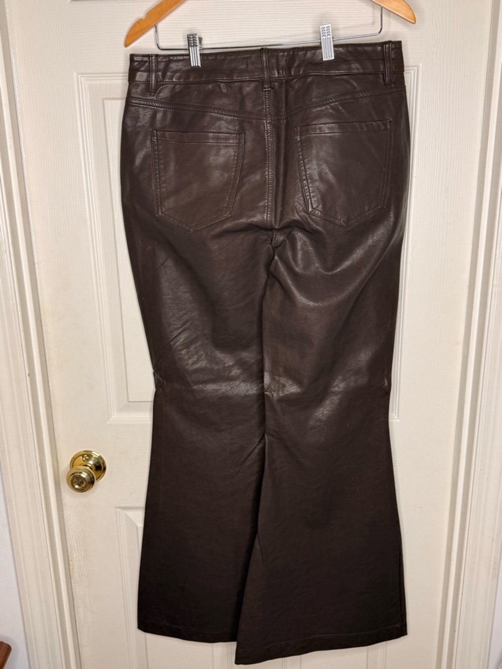 Southern Grace Brown Faux Leather Flare Pants High Rise Wide Leg NWT 12 - Picture 7 of 9